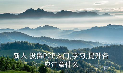 新人 投資P2P入門,學習,提升各應注意什么