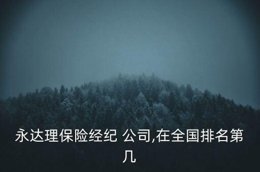 永達理保險經(jīng)紀 公司,在全國排名第幾