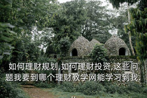 如何理財規(guī)劃,如何理財投資,這些問題我要到哪個理財教學網(wǎng)能學習到我...