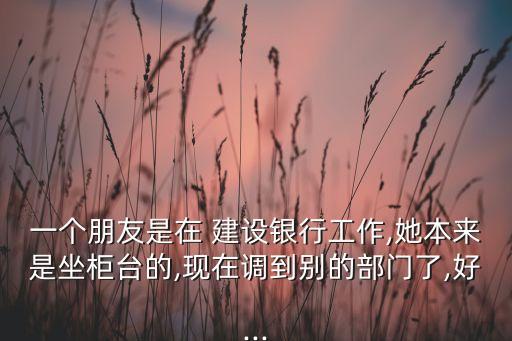 一個(gè)朋友是在 建設(shè)銀行工作,她本來(lái)是坐柜臺(tái)的,現(xiàn)在調(diào)到別的部門(mén)了,好...
