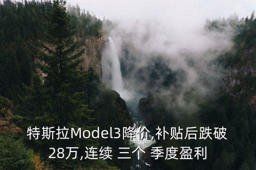 特斯拉Model3降價,補(bǔ)貼后跌破28萬,連續(xù) 三個 季度盈利