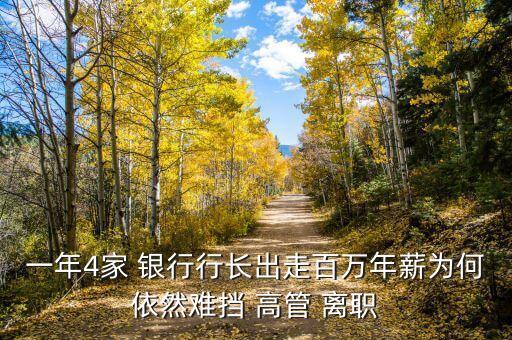 一年4家 銀行行長出走百萬年薪為何依然難擋 高管 離職