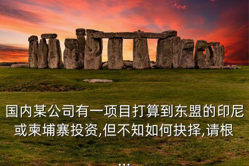 國內(nèi)某公司有一項(xiàng)目打算到東盟的印尼或柬埔寨投資,但不知如何抉擇,請根...