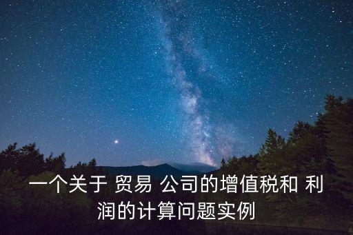 一個關(guān)于 貿(mào)易 公司的增值稅和 利潤的計算問題實(shí)例