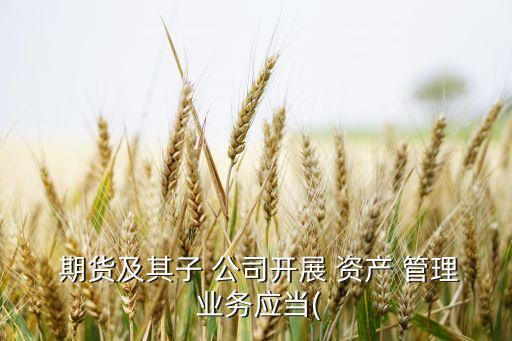  期貨及其子 公司開(kāi)展 資產(chǎn) 管理 業(yè)務(wù)應(yīng)當(dāng)(