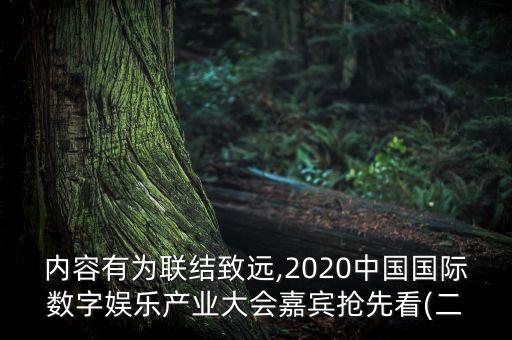 內容有為聯(lián)結致遠,2020中國國際數(shù)字娛樂產業(yè)大會嘉賓搶先看(二
