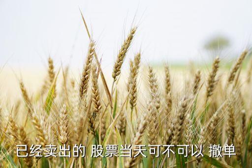 已經(jīng)賣(mài)出的 股票當(dāng)天可不可以 撤單