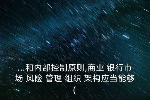 ...和內(nèi)部控制原則,商業(yè) 銀行市場 風險 管理 組織 架構應當能夠(