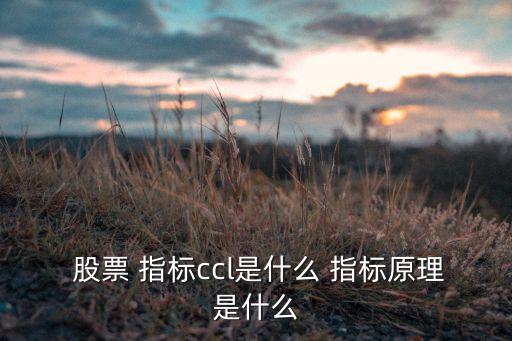  股票 指標ccl是什么 指標原理是什么
