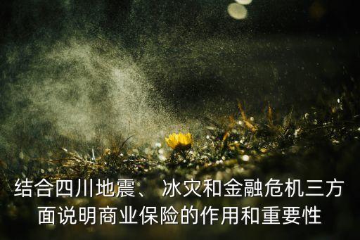 結(jié)合四川地震、 冰災(zāi)和金融危機三方面說明商業(yè)保險的作用和重要性