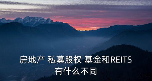 房地產(chǎn) 私募股權 基金和REITS有什么不同