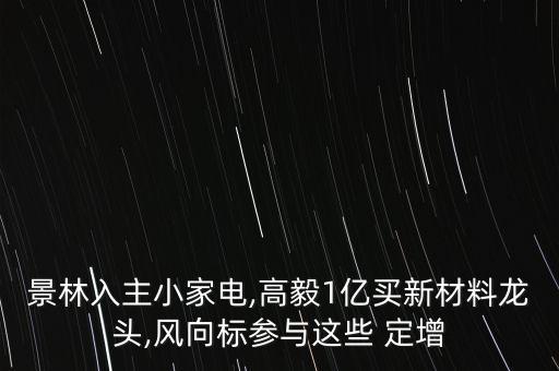 景林入主小家電,高毅1億買(mǎi)新材料龍頭,風(fēng)向標(biāo)參與這些 定增