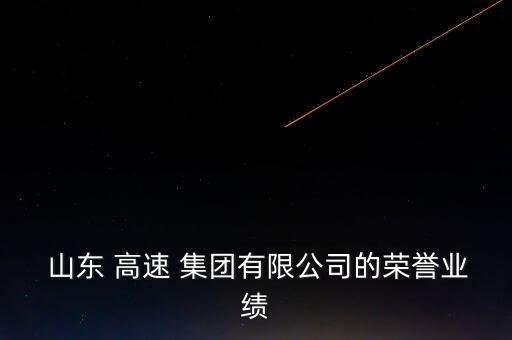  山東 高速 集團有限公司的榮譽業(yè)績