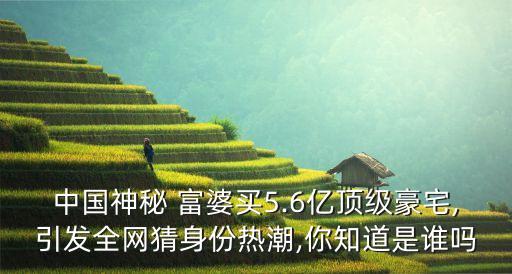 中國(guó)神秘 富婆買5.6億頂級(jí)豪宅,引發(fā)全網(wǎng)猜身份熱潮,你知道是誰(shuí)嗎