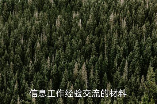 信息工作經(jīng)驗交流的材料