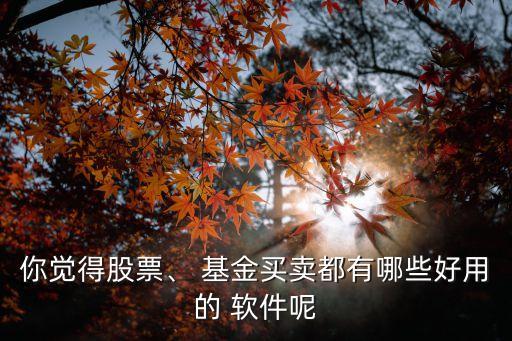 你覺(jué)得股票、 基金買賣都有哪些好用的 軟件呢