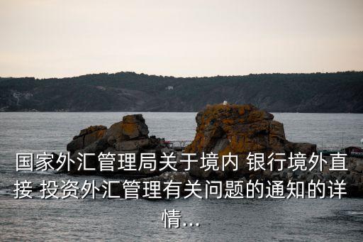 國家外匯管理局關于境內(nèi) 銀行境外直接 投資外匯管理有關問題的通知的詳情...