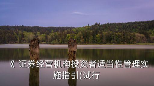 《 證券經(jīng)營機構(gòu)投資者適當(dāng)性管理實施指引(試行
