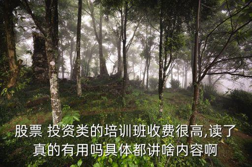 股票 投資類的培訓班收費很高,讀了真的有用嗎具體都講啥內容啊