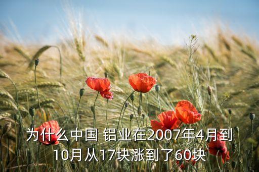 為什么中國(guó) 鋁業(yè)在2007年4月到10月從17塊漲到了60塊