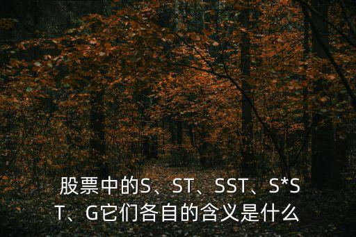  股票中的S、ST、SST、S*ST、G它們各自的含義是什么