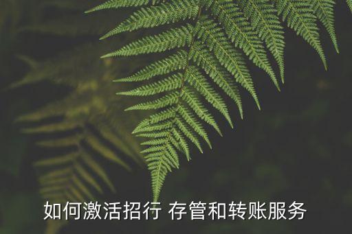 如何激活招行 存管和轉(zhuǎn)賬服務(wù)