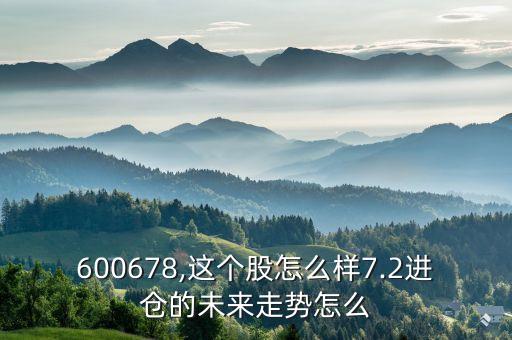 600678,這個(gè)股怎么樣7.2進(jìn)倉(cāng)的未來走勢(shì)怎么