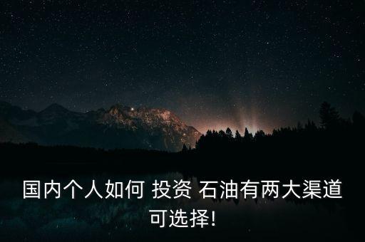 國內個人如何 投資 石油有兩大渠道可選擇!