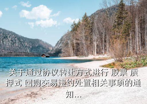 關(guān)于通過(guò)協(xié)議轉(zhuǎn)讓方式進(jìn)行 股票 質(zhì)押式 回購(gòu)交易違約處置相關(guān)事項(xiàng)的通知...