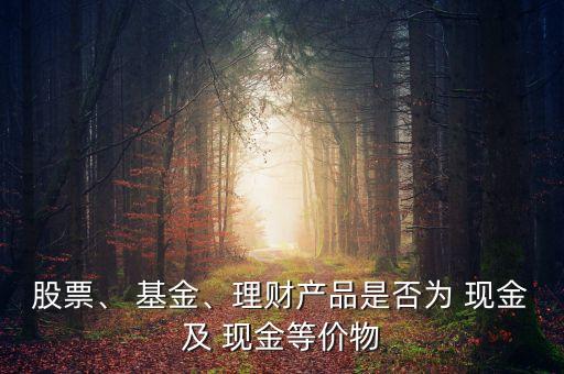 股票、 基金、理財產(chǎn)品是否為 現(xiàn)金及 現(xiàn)金等價物