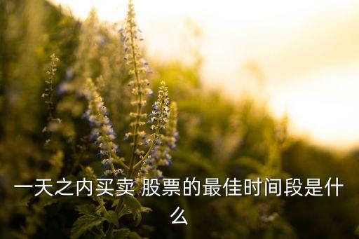 一天之內買賣 股票的最佳時間段是什么