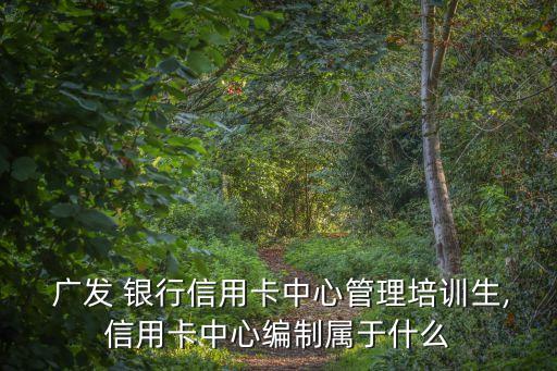  廣發(fā) 銀行信用卡中心管理培訓(xùn)生,信用卡中心編制屬于什么