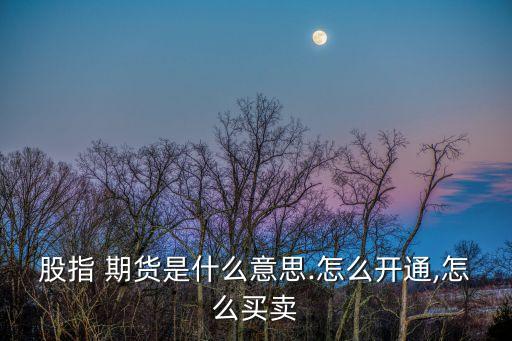 股指 期貨是什么意思.怎么開(kāi)通,怎么買(mǎi)賣(mài)