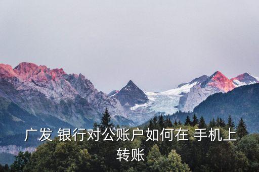  廣發(fā) 銀行對公賬戶如何在 手機上 轉賬