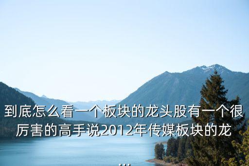 到底怎么看一個(gè)板塊的龍頭股有一個(gè)很厲害的高手說2012年傳媒板塊的龍...