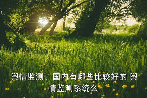  輿情監(jiān)測、國內(nèi)有哪些比較好的 輿情監(jiān)測系統(tǒng)么