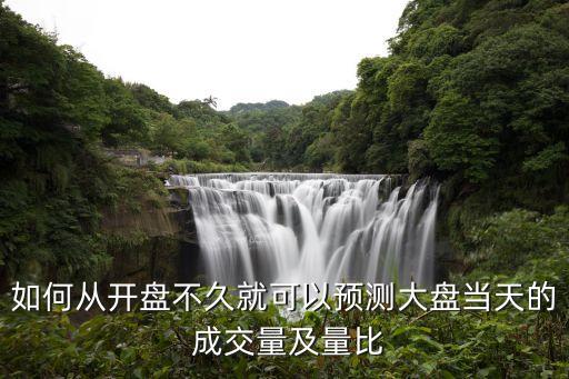 如何從開(kāi)盤(pán)不久就可以預(yù)測(cè)大盤(pán)當(dāng)天的 成交量及量比