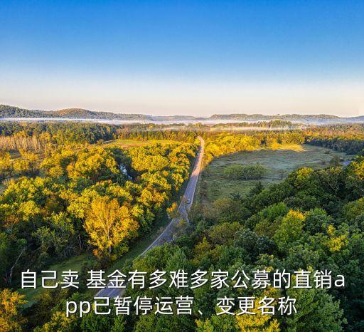 自己賣 基金有多難多家公募的直銷app已暫停運(yùn)營(yíng)、變更名稱