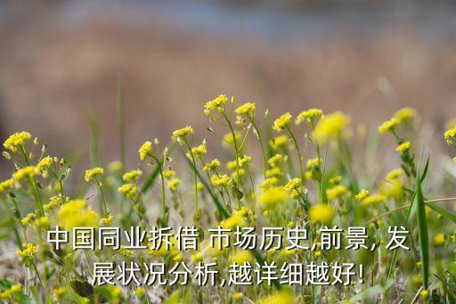 中國同業(yè)拆借 市場歷史,前景, 發(fā)展?fàn)顩r分析,越詳細越好!