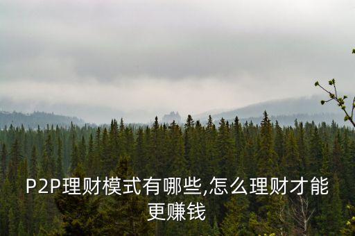 P2P理財(cái)模式有哪些,怎么理財(cái)才能更賺錢