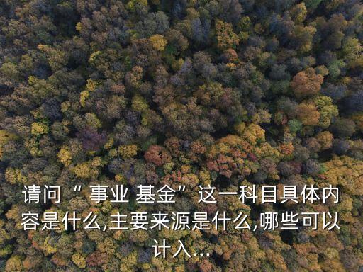 請問“ 事業(yè) 基金”這一科目具體內(nèi)容是什么,主要來源是什么,哪些可以計入...