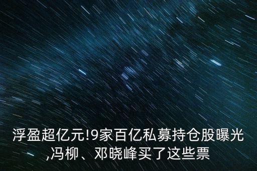 浮盈超億元!9家百億私募持倉股曝光,馮柳、鄧曉峰買了這些票