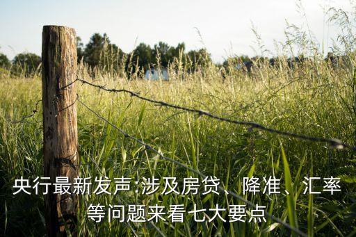 央行最新發(fā)聲:涉及房貸、降準(zhǔn)、匯率等問題來看七大要點(diǎn)