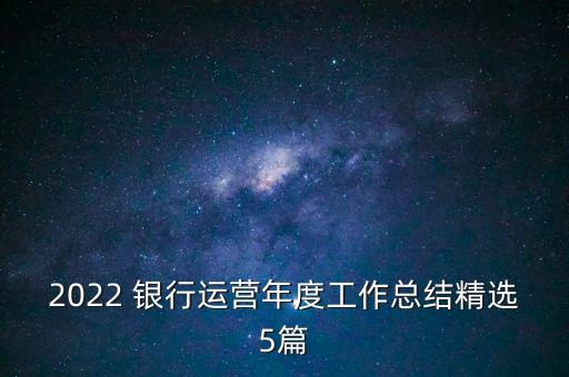 2022 銀行運營年度工作總結精選5篇
