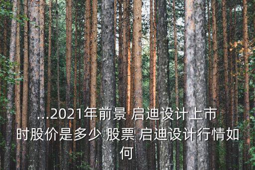 ...2021年前景 啟迪設計上市時股價是多少 股票 啟迪設計行情如何