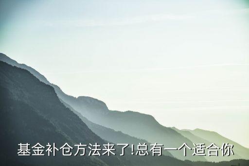  基金補(bǔ)倉(cāng)方法來了!總有一個(gè)適合你