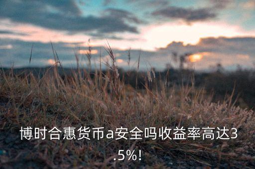  博時(shí)合惠貨幣a安全嗎收益率高達(dá)3.5%!