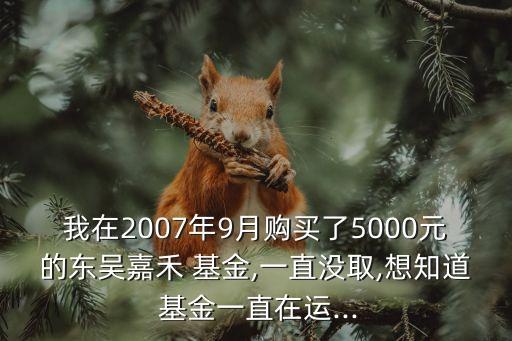 我在2007年9月購買了5000元的東吳嘉禾 基金,一直沒取,想知道 基金一直在運(yùn)...