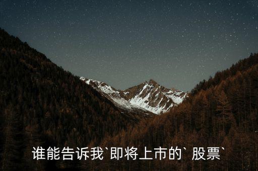 誰(shuí)能告訴我`即將上市的` 股票`