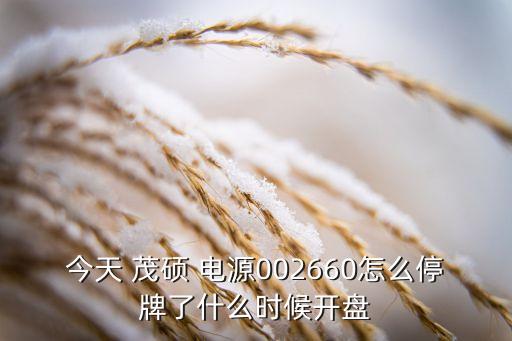 今天 茂碩 電源002660怎么停牌了什么時(shí)候開(kāi)盤